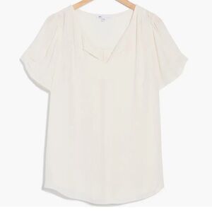 DR2 Split Neck Blouse | Ivory | L